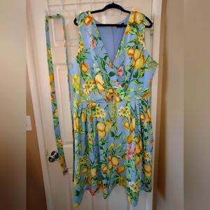 R&K Blue Lemon Print Dress